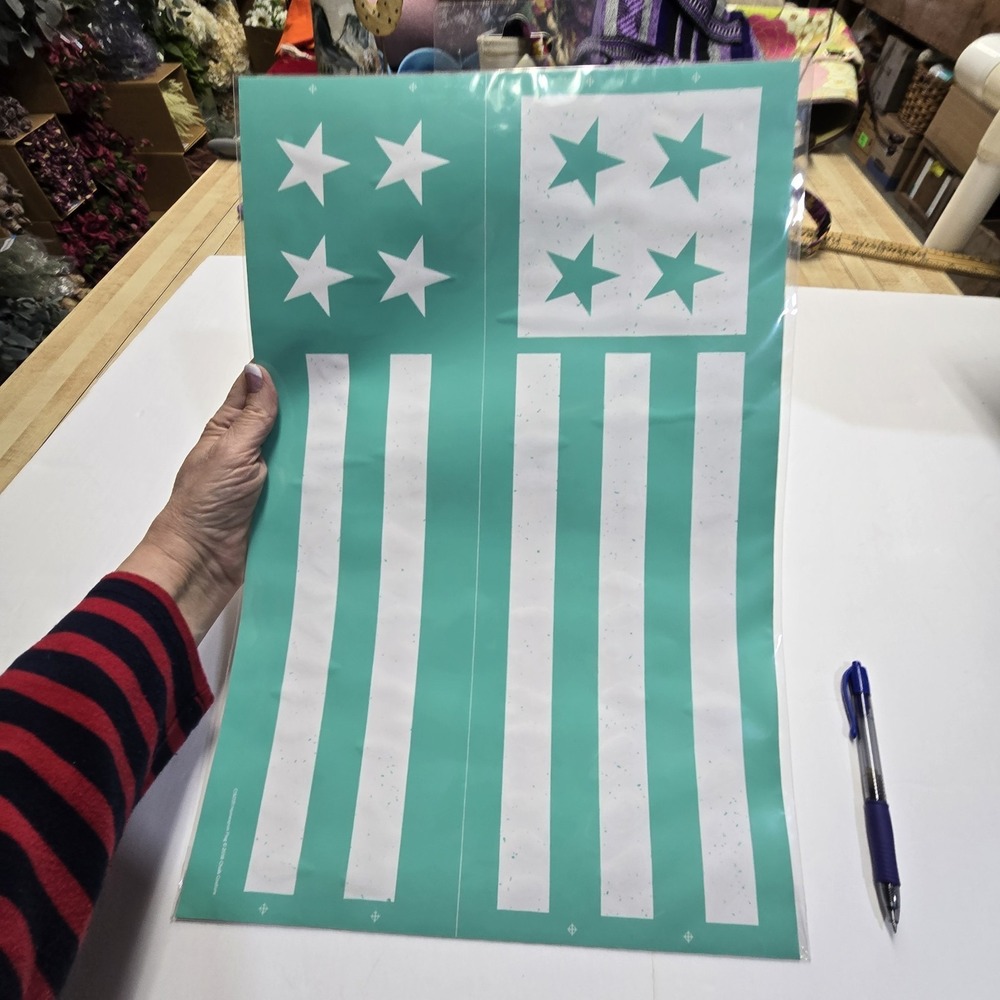 "Homespun Flag" Chalk Couture Transfer Stencil Sz C RETIRED 12"X18 Decor DIY‎